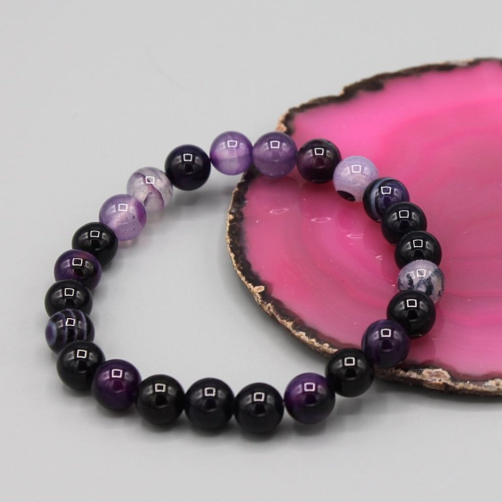 Jewelry bracelet purple natural stone bead beaded dainty fashion brand new